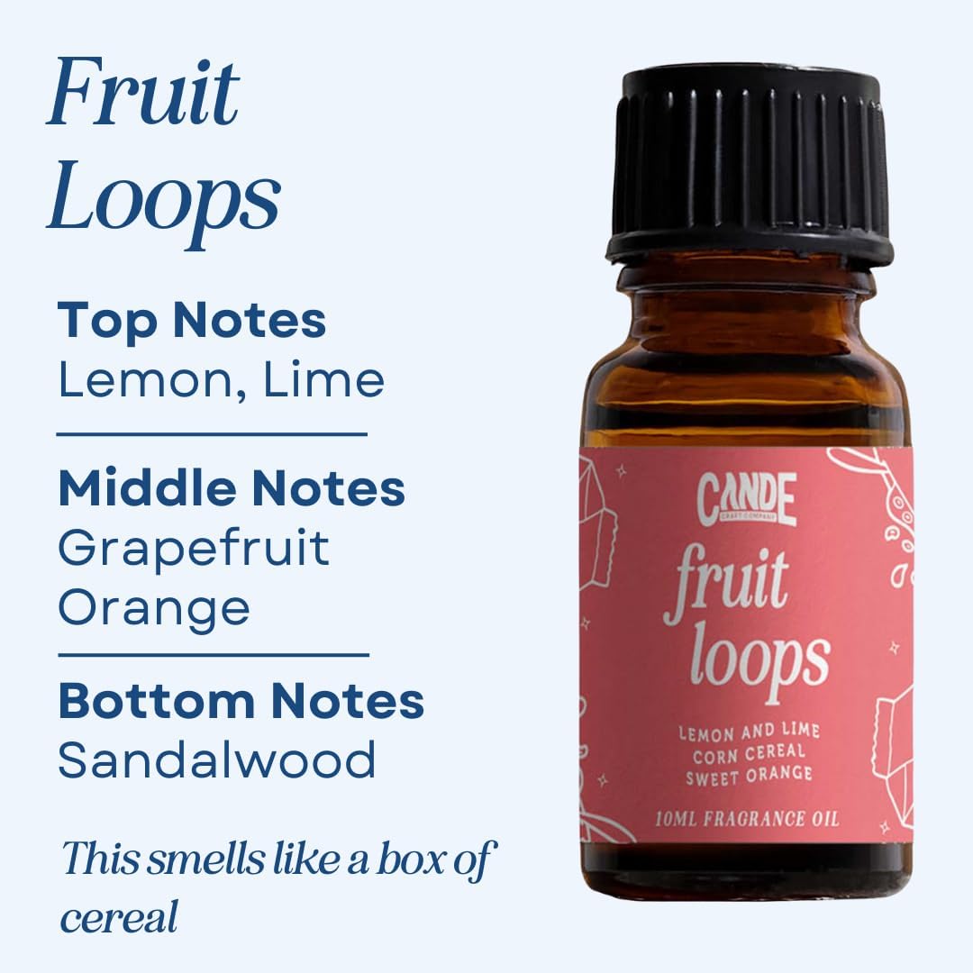 CANDECraftCo Premium Fragrance Oil – Diffuser Oils Fragrances Scented for Home, Candle Soap Making Supplies, Aromatherapy Blends for House (0.34 Fl Oz) (2-Pack, Fruit Loops)