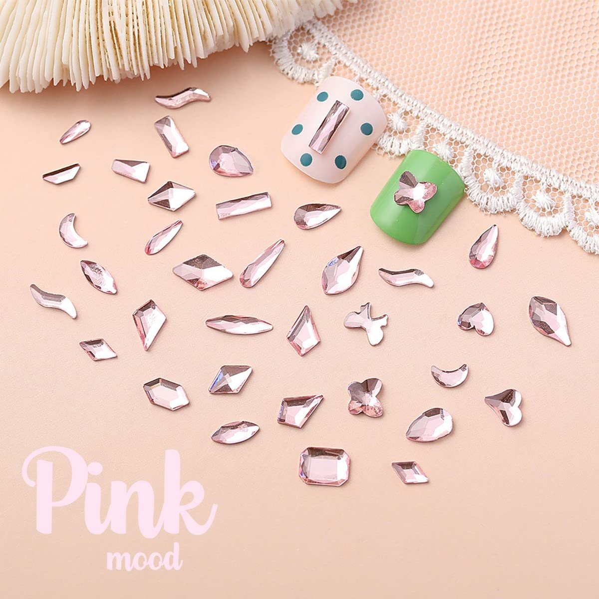 3080Pcs Pink Rhinestones Nail Crystals 120 Multi Shapes Flatback Light Pink Gems Round Beads K9 Glass Stones Diamonds jewels Nail Art Supplies Nail Charms for Nails Faces Eyes Makeup Crafts DIY