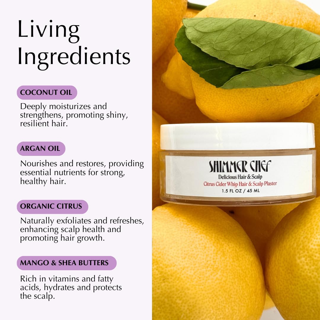 Citrus Cider Whip Hair Plaster | Vitamin C Infusion for Luminous Hair | Fruit Butters, Orange Peel Serum, Argan & Coconut Oils Create The Shimmer Effect For Uplifted Hair & Mood | 1.5 oz