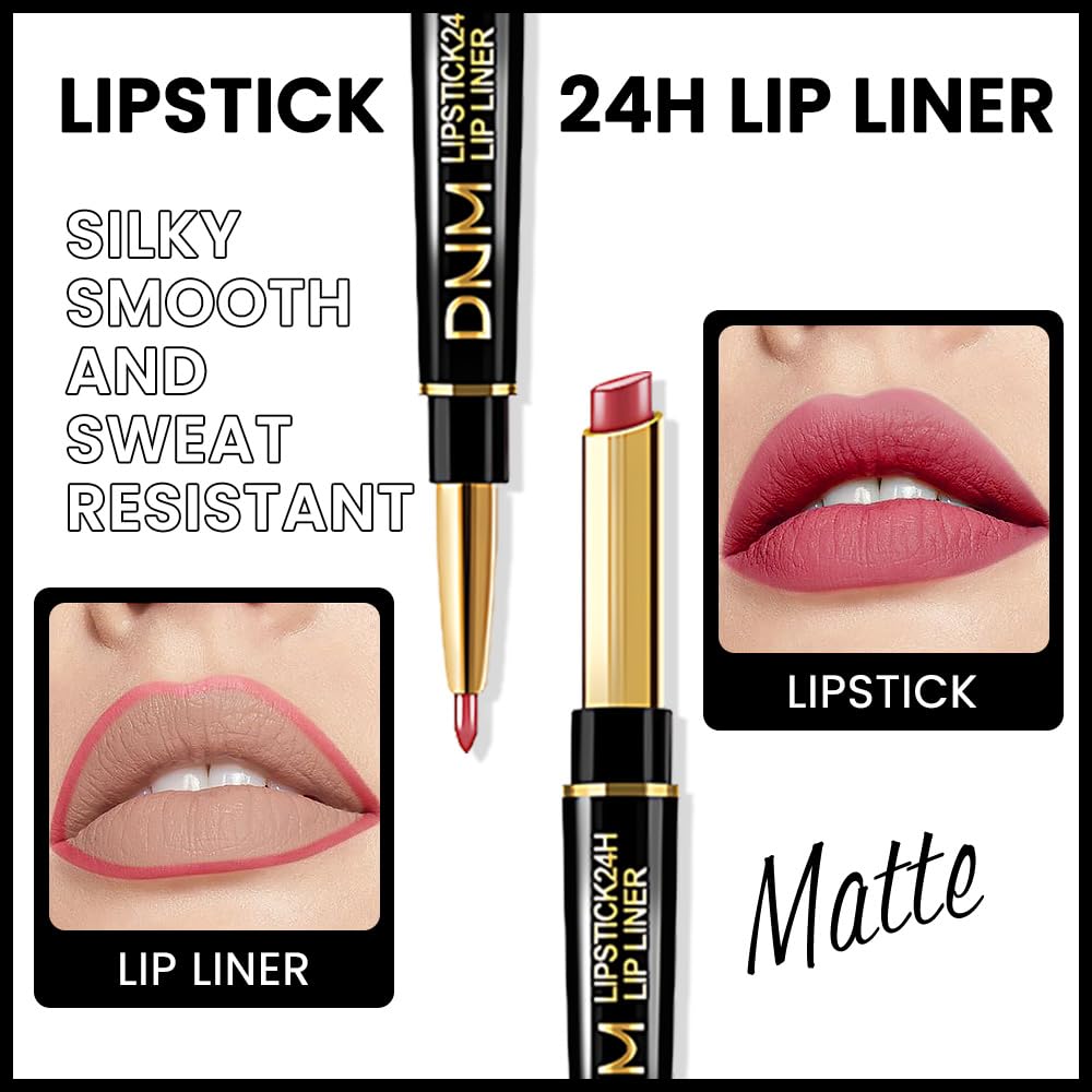 evpct 1Pcs Lip Liner and Lipstick Set Kit for Women, Matte Lips Kit with Lip Liner Lip Stains Long Lasting Waterproof 24 Hour Lipstick and Lip Liners Combo Lipliners Pencil 26#