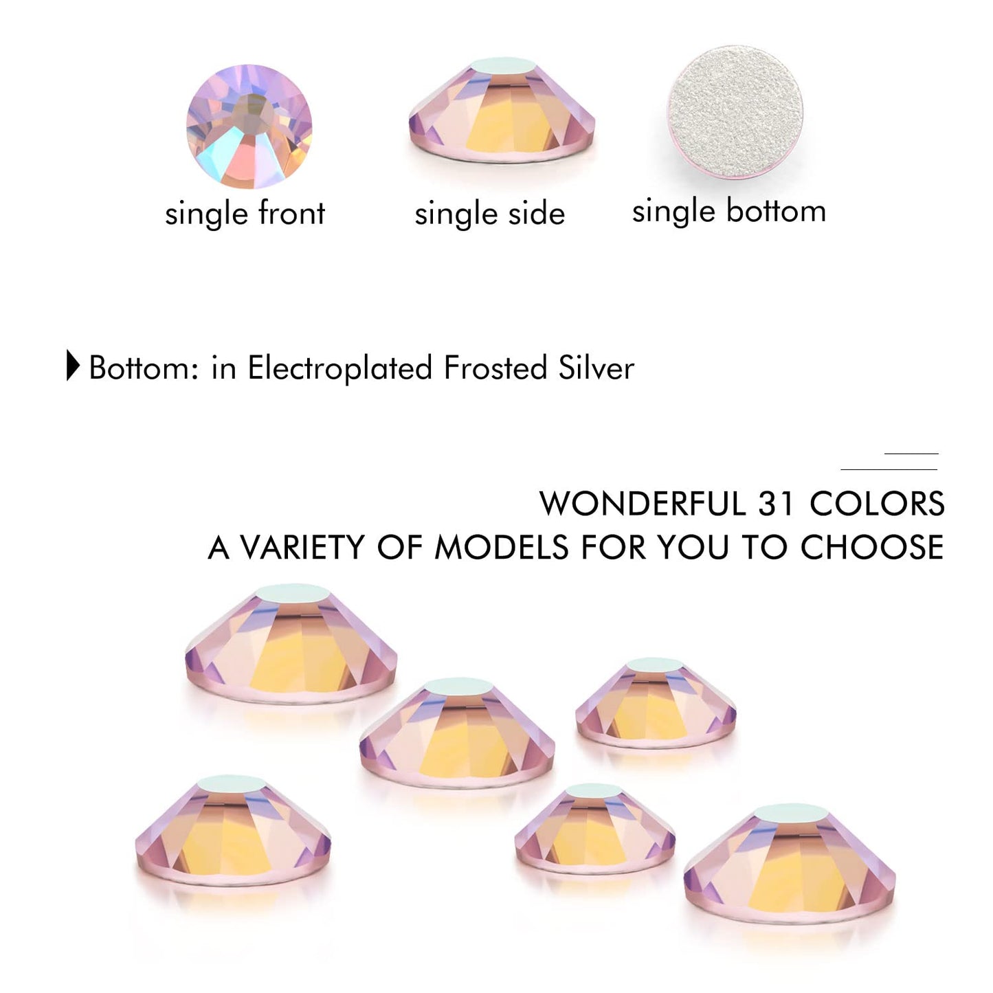 1440Pcs Pink AB Crystal Rhinestones,Glass Flatback Rhinestones Gemstones Small for Nail Face Makeup Art Crafts Clothes Decoration -(SS4,1.6mm,Pink AB)