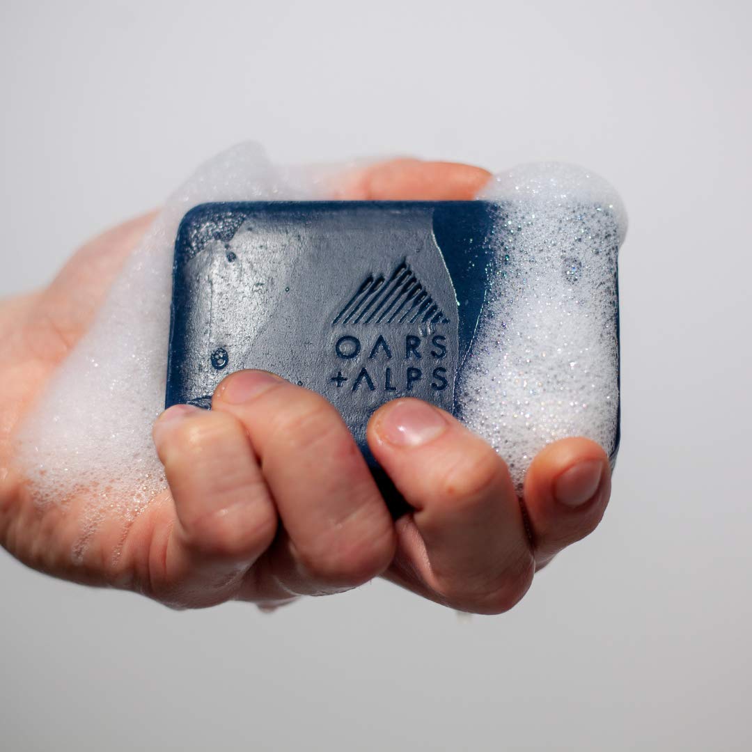 Oars + Alps Blue Charcoal Exfoliating Men's Bar Soap, Dermatologist Tested and Made with Clean Ingredients, Travel Size, 6 Pack, 6 Oz Each