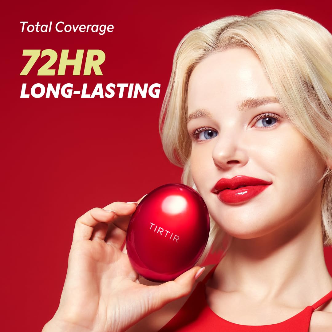 TIRTIR Mask Fit Red Cushion Foundation | Full coverage, Weightless, Skin fit, Satin Glow Finish, Korean Makeup BB Foundation, beauty, Tattoo cover up, Buildable (#33N Macchiato / 0.63 Fl Oz)