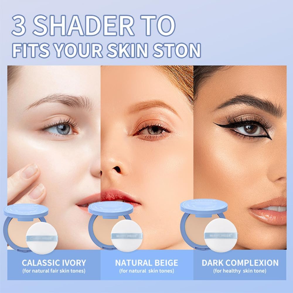 Beauty Powder Cake For Makeup Hold, Face Powder Waterproof Sets Makeup, Matte Perfection Pressed Powder, Long Wearing, Oil & Shine Control for All Skin Tones (#1, 1)