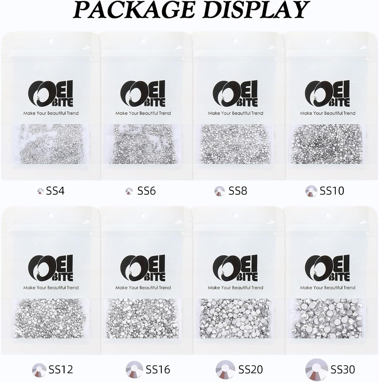 Silver Flatback Rhinestones, Glass Rhinestones for Nail Art and Craft, Glue Fix, Loose Crystal Gemstones(Silver, SS16, 1440pcs, 3.8-4.0mm)