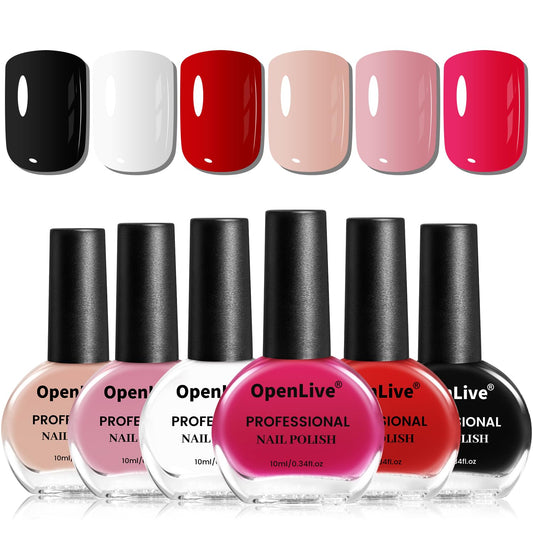 10ml Nude Pink Nail Polish Set 6 Colors Brown Red Purple All Seasons Neutral Color Quick Dry Nail Polish Set for Women Salon DIY Nail Art
