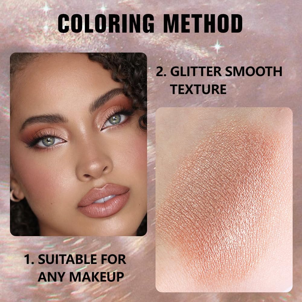 Brown Shimmer Single Eyeshadow Makeup Palette, Natural Brown Single Eye Shades, Mini Travel Palette for Women, Everyday Eyeshadows Makeup 21#