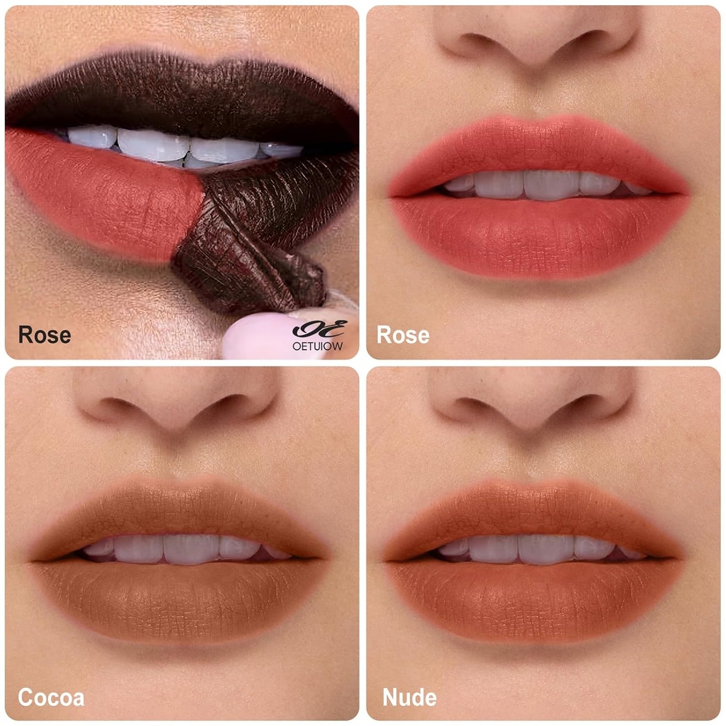 OETUIOW Lip Stain, Lip Liner, Waterproof Moisturizing Long-Lasting, Non-Stick Cup for Women All Skin Types, Rose Color
