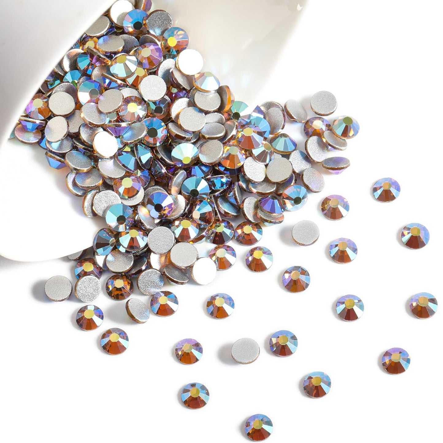beadsland 1440 Pieces Flat Back Crystal Rhinestones Round Gems, Lt.Colorado Topaz AB,SS16,3.8-4.0mm