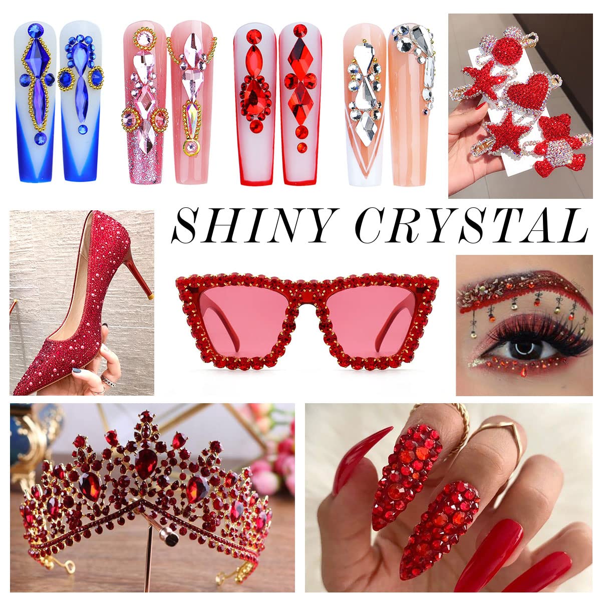 1440Pcs Ruby Red Crystal Rhinestones,Glass Flatback Rhinestones Gemstones for Nail Face Makeup Art Crafts Clothes Decoration - (SS20,4.8mm,Ruby Red)
