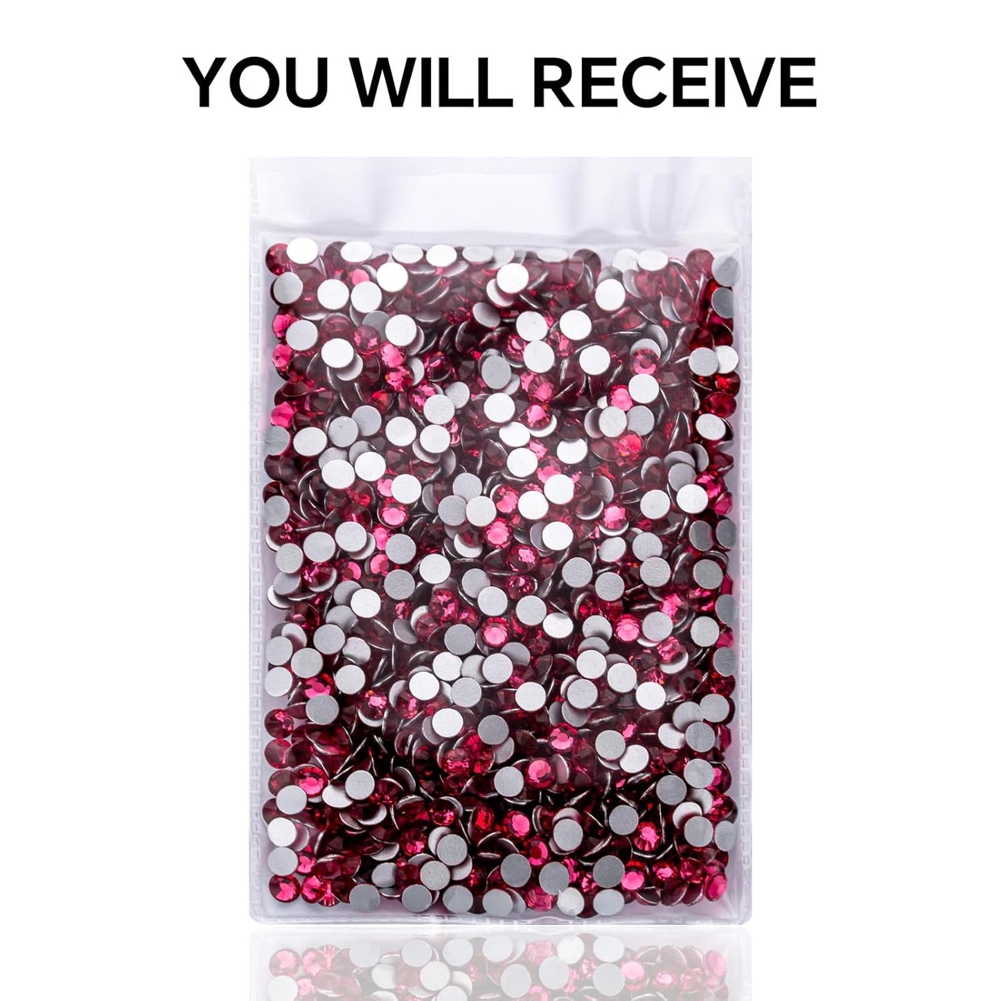 288Pcs Rose Crystal Rhinestones,Glass Flatback Rhinestones Gemstones for Nail Face Makeup Art Crafts Clothes Decoration -(SS34,7.0mm,Rose)