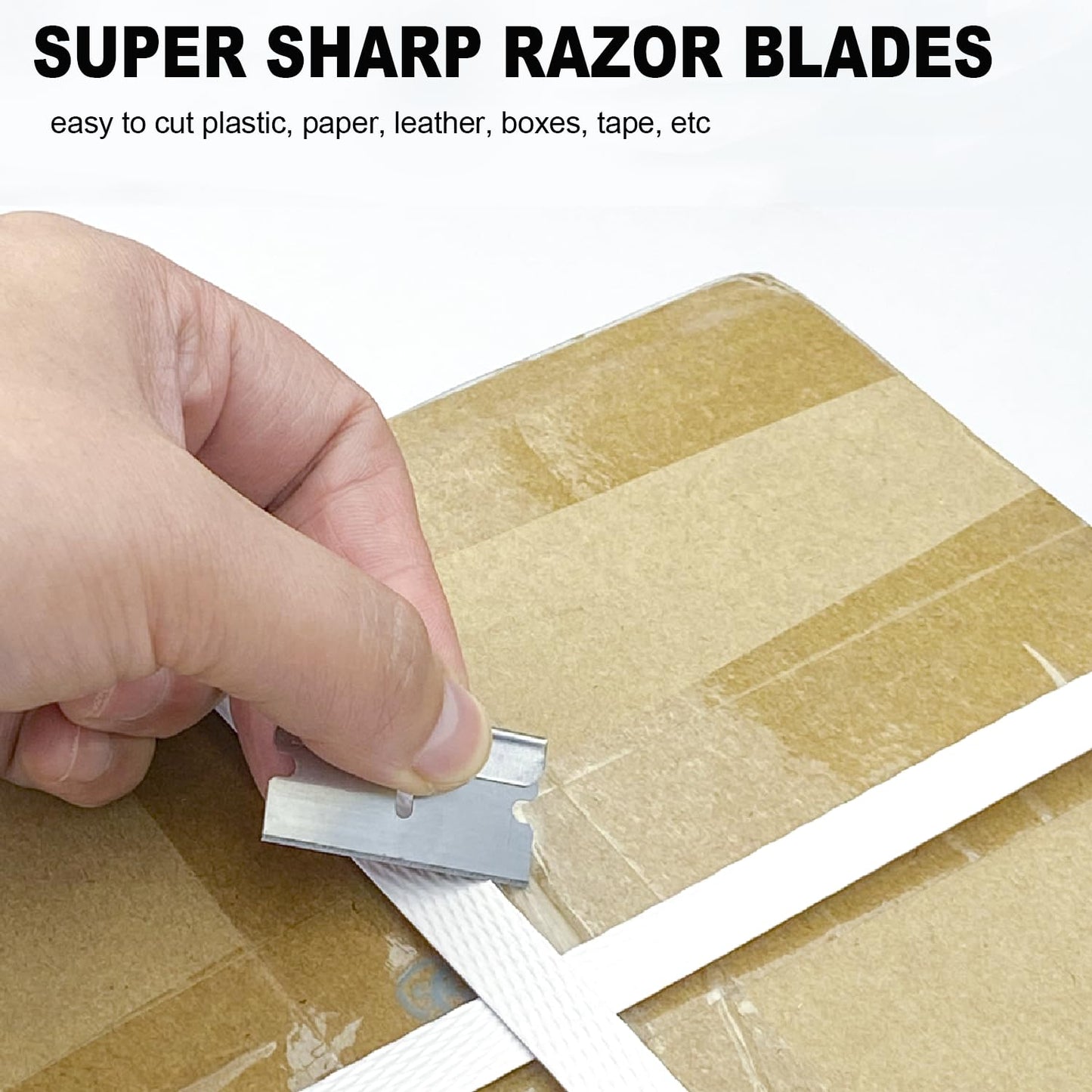 Great Andrew Single Edge Razor Blades, 300 Pack Straight Edge Razor Blade Safety Refills Blades Scraper for Box Cutting, Crafts, DIY, Heavy Duty & Industrial Use