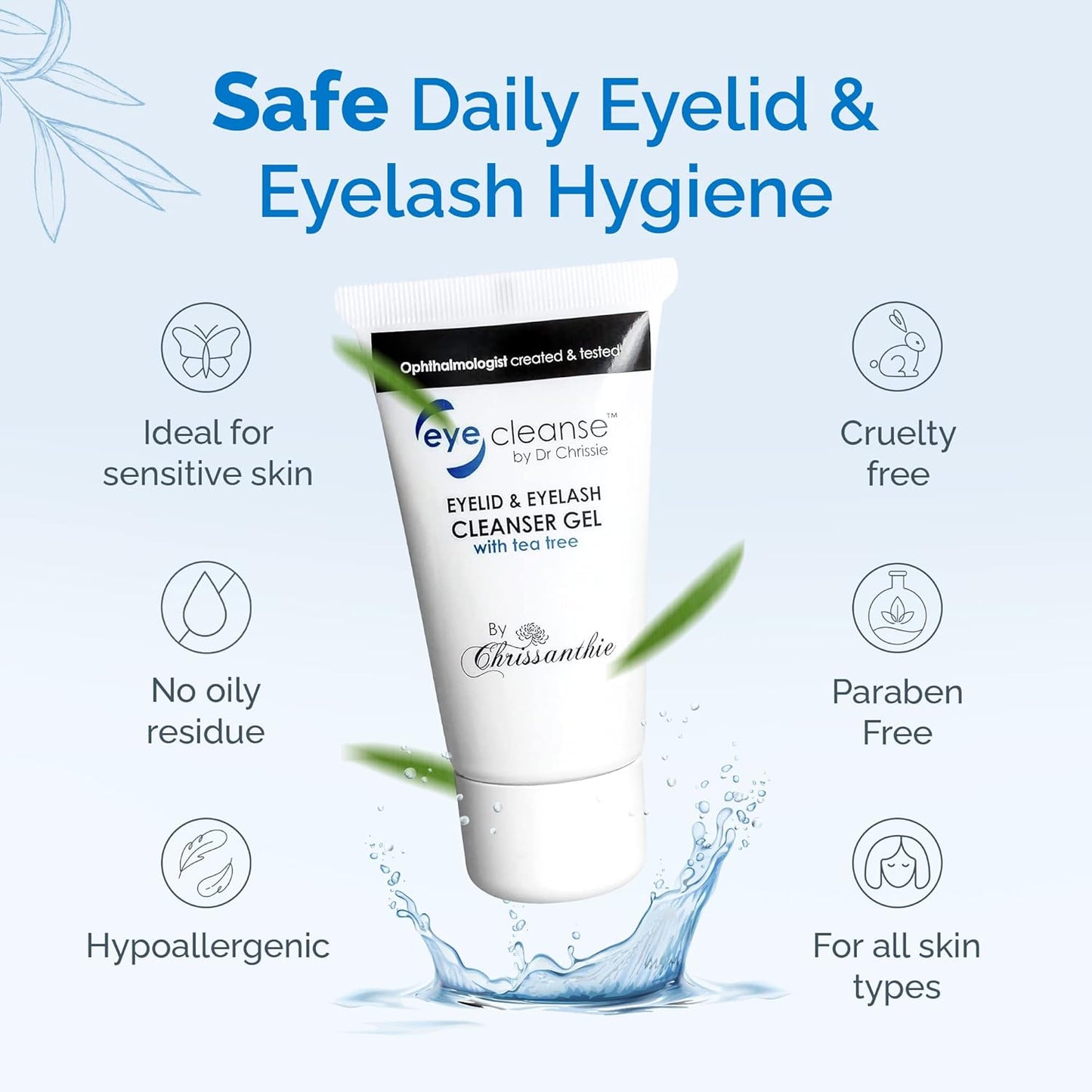 All-in-One Lash Extension and Eyelid Cleanser Gel, Makeup Remover with Tea Tree Oil, Eyelash Care Must-Have, 30 ml - EyeCleanse