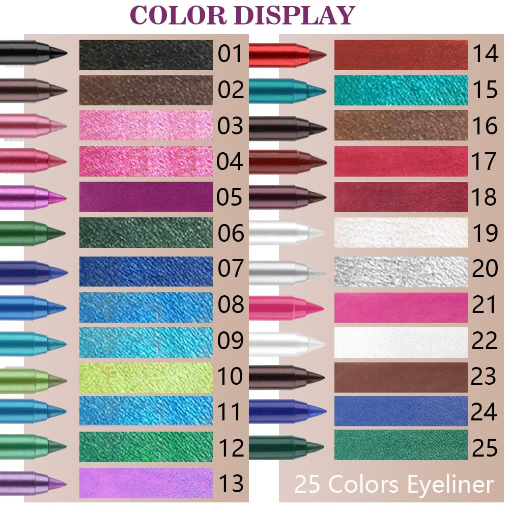 Kaely Gel Eyeliner Pencil for Women, Plum Purple Eye Liner Waterproof Smudge Proof with Sharpener, Waterline Eye Makeup Liners, delineador de ojos contra el agua, Vegan & Cruelty-Free, 18