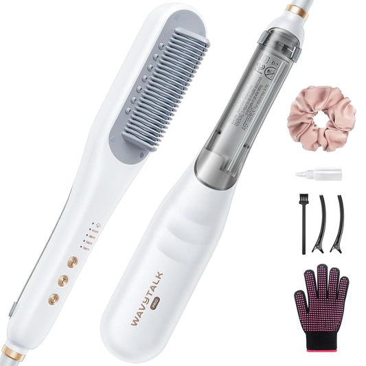 Wavytalk Pro Steam Hair Straightener Brush, Steamline Pro 3 in 1 Straightening Brush, Steam Reduces Damage, Nourishes Hair, and Expedites Straightening