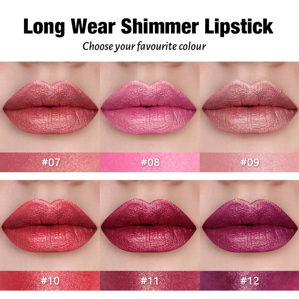 Dark Purple Metallic Lipstick for Women,Lightweight Shimmer Frosted Lipstick,Glitter Lip Gloss Stain Long Lasting Waterproof Smudge Proof 24 Hour Full Coverage Lip Makeup,Vegan