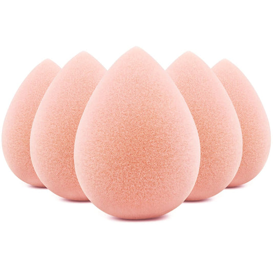 BEAKEY Makeup Sponge Set, Foundation Blending Sponge, Beauty Sponges Flawless for Liquid, Cream, and Powder, Microfiber Latex-Free and Vegan Boun Boun Sponges, 5 Pcs Pink Makeup Sponges