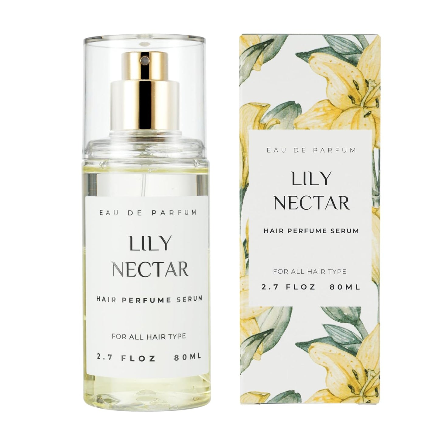 Hair Perfume for Women, Summer Lightweight Long Lasting Fragrance Mist - 3:7 Hydrating Serum Alcohol Free Formula, Argan Oil Scented Hair Spray with Keratin & Elastin (Lily Nectar) 2.7 fl oz