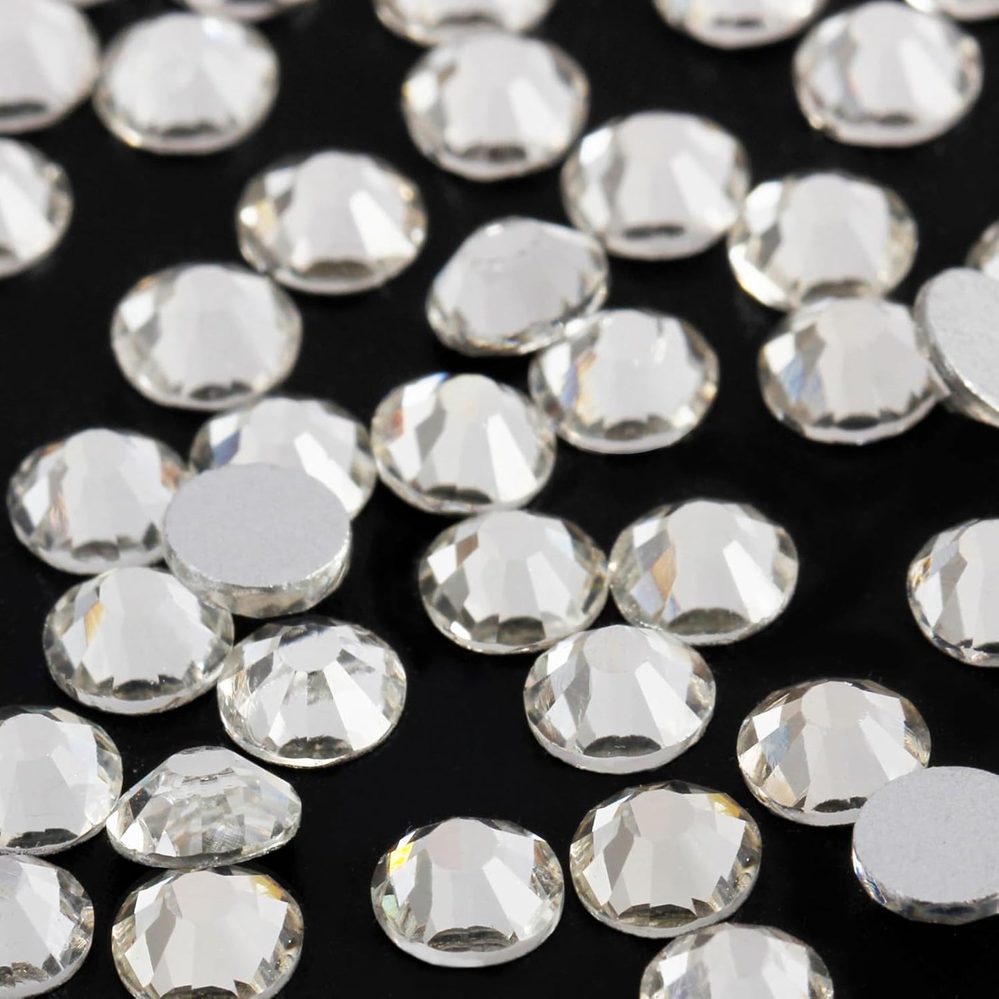 2000PCS SS16 Flatback Rhinestones | 12-Facet Diamond-Cut Glass Gems for Nail Art, Clothing, DIY Crafts |Glue-On Decoration Stones with Silver Backing(Crystal)