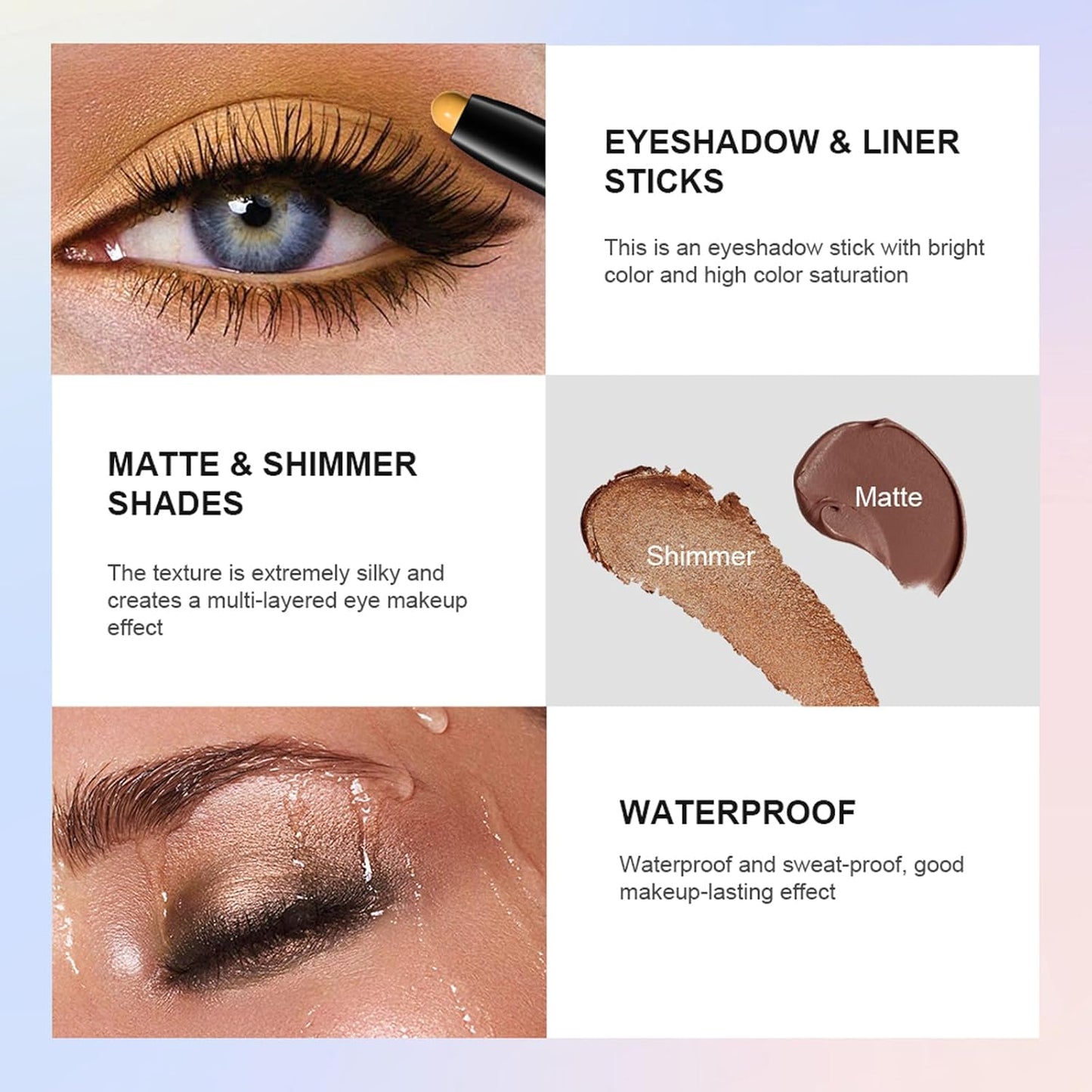 Eyeshadow Stick, Shimmer and Matte Cream Eye Shadow Brightener Sticks Eyeliner Pencil Crayon, Waterproof Long Lasting Eye Highlighter Stick Makeup,0.056 Oz(#4-Bottle Green)