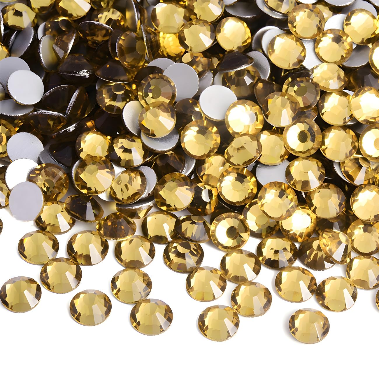 Flatback Rhinestones Round Gems for Nails Art and Crafts 2000Pcs SS16 4mm Glitter Crystals Stone DIY Bags Clothes Shoes (Crystal Yellow)