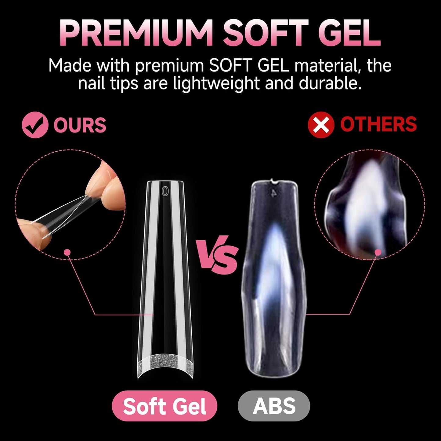 UNA GELLA Coffin Fake Nails Tips Extra Long 216 PCS XXL Coffin Acrylic Fake False Nails Tips Long Ballerina Nail Tips with Box for Nail Salons and Home DIY, 12 Sizes