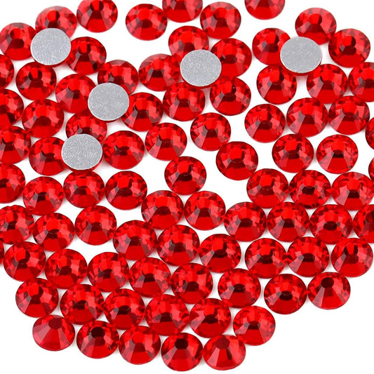 beadsland Flat Back Crystal Rhinestones Round Gems, Light Siam (1.9-2.0mm) SS6/1440pcs