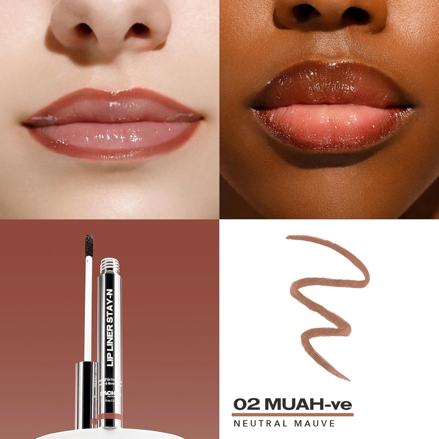 Sacheu Lip Liner Stay-N Peel Off Lip Stain — Long Lasting Matte Lip Tattoo Transfer Proof Lipstain Infused with Hyaluronic Acid & Vitamin E for All Skin Types — Vegan & Cruelty-Free, Core Bundle