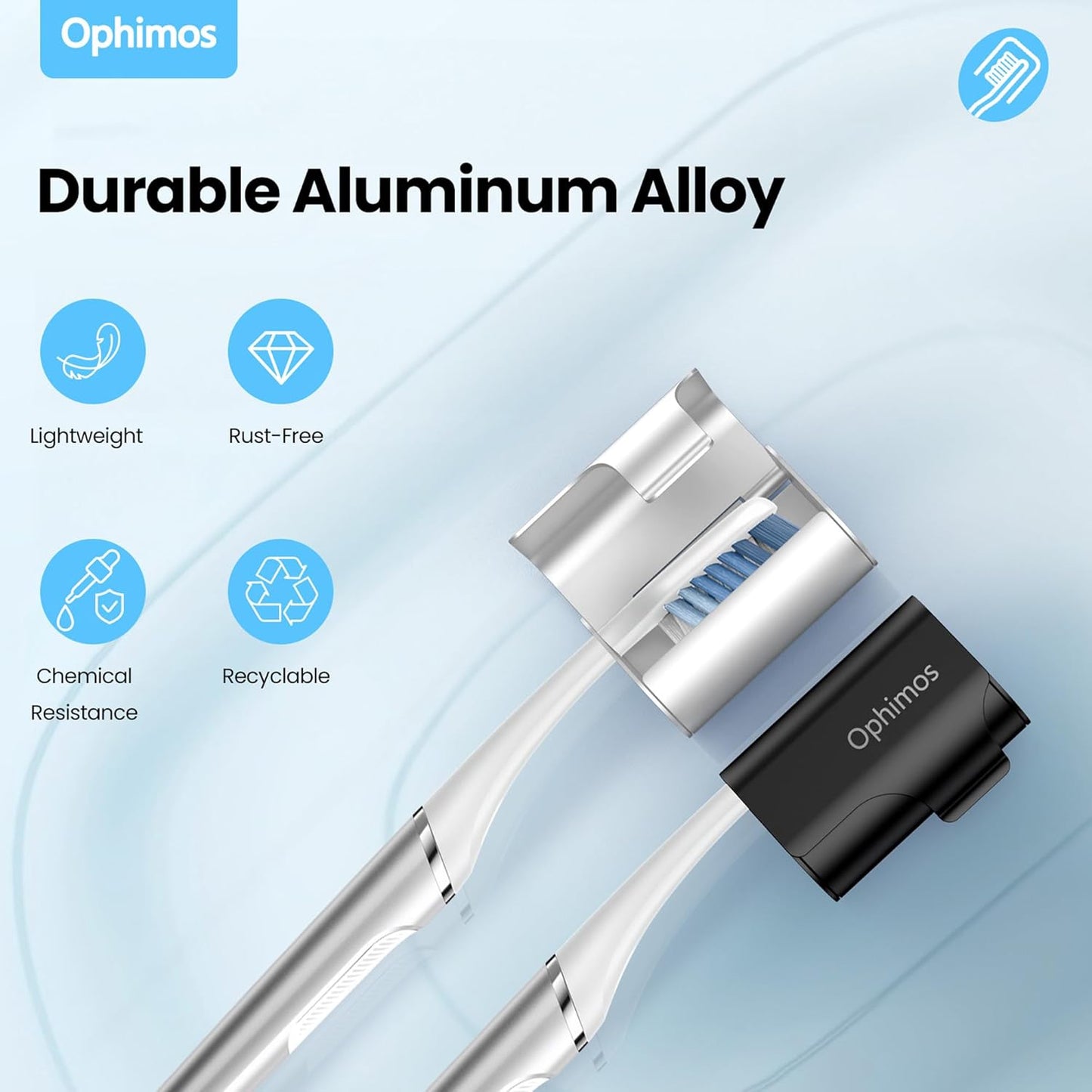 Aluminum Alloy Toothbrush Head Cover/Cap/Protector Case,Travel Toothbrush Covers Long-lasting Toothbrush Head Caps for Most Electric/Manual Brushes, 2 Count - Silver+Blue