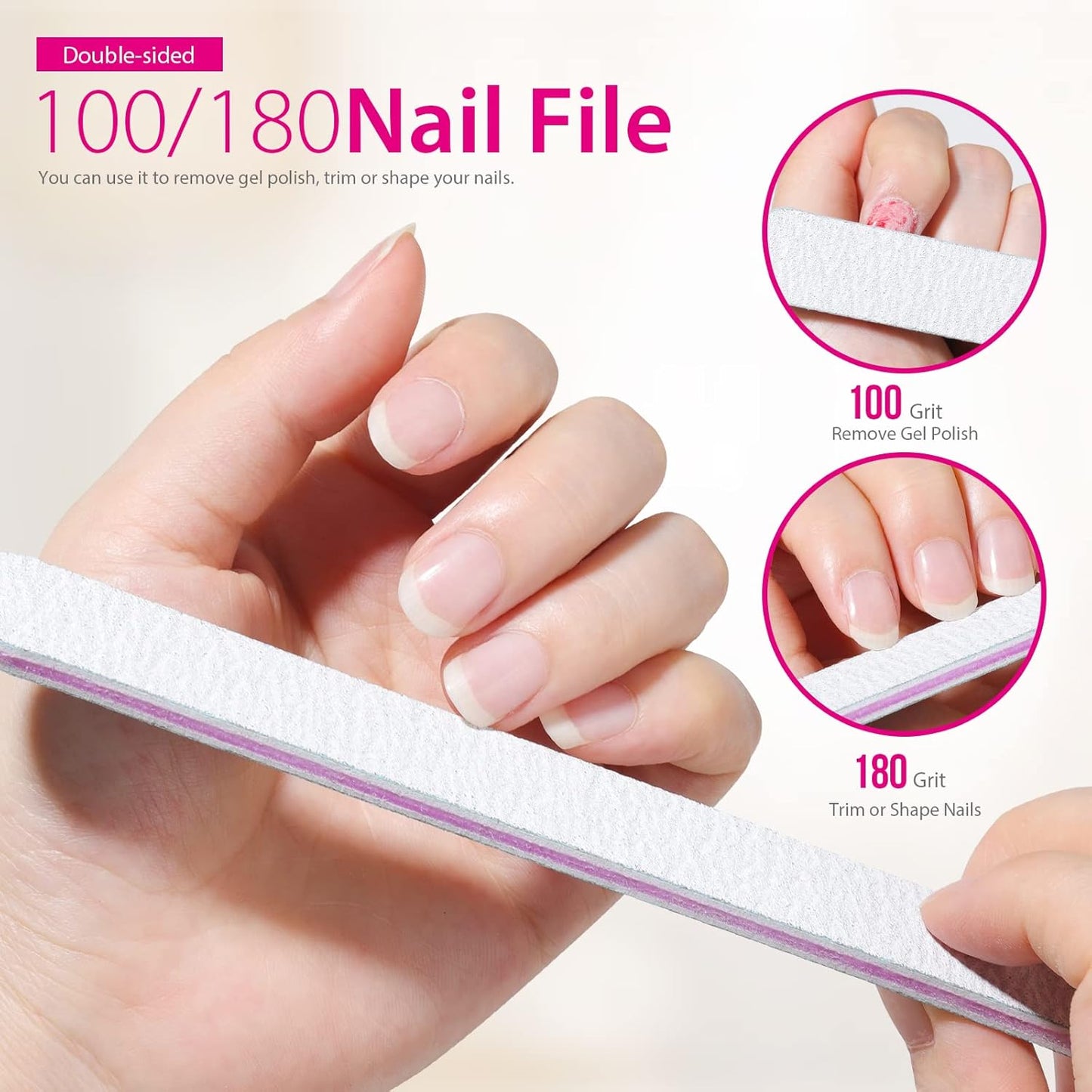Teenitor Nail Gel Remover Tools Kit with Nail Remover Clips, Nail Remover Pads, Nail Brushes, Nail File Buffer, Cuticle Peeler Black