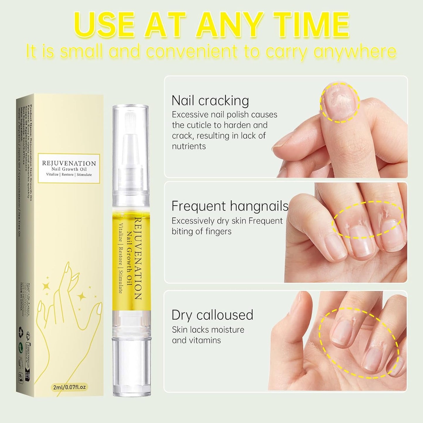 Fiorland Nail Growth Oil, Rejuvenation Nail Growth Oil, Instant Nail Repair, Rejuvenation Serum for Nail Strengthener and Growth (2PCS)