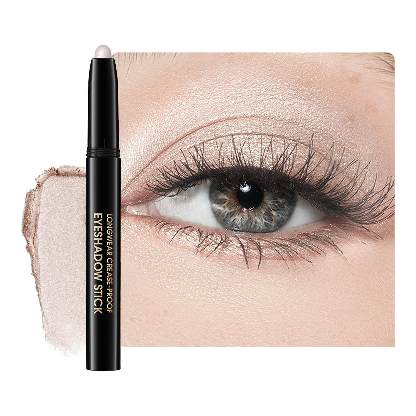 Eyeshadow Stick, Shimmer and Matte Cream Eye Shadow Brightener Sticks Eyeliner Pencil Crayon, Waterproof Long Lasting Eye Highlighter Stick Makeup,0.056 Oz(#6-Oyster)