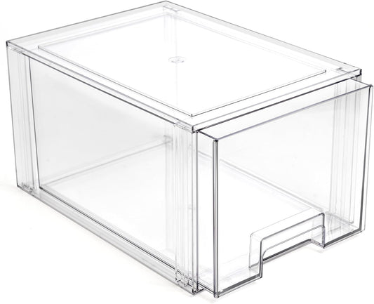 BINO | Stackable Storage Drawers, Tall Large - Clear | THE CRATE COLLECTION | Storage Bins With Drawers | Bathroom Organizers | Under Sink Organizer | Vanity Cabinet Home Organization