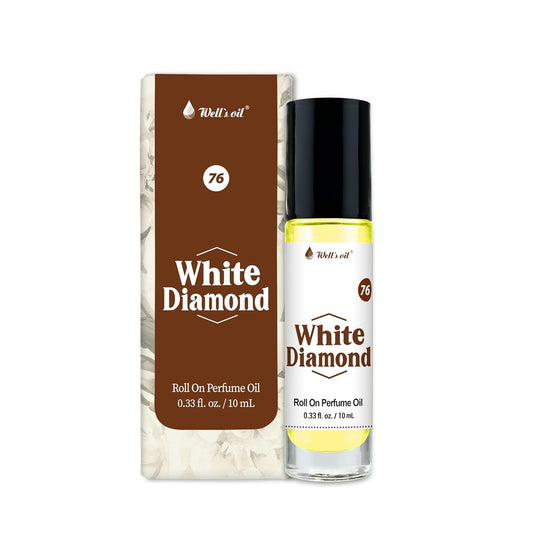 Well's Oil Well's Perfume Oil Roll-On (White Diamond) | Clean, Rich, Pure Scent | Alcohol-Free | Oil Based | Long Lasting | Concentrated Roll-on Perfumes for Women and Men | 10 ml / 0.33 fl Oz