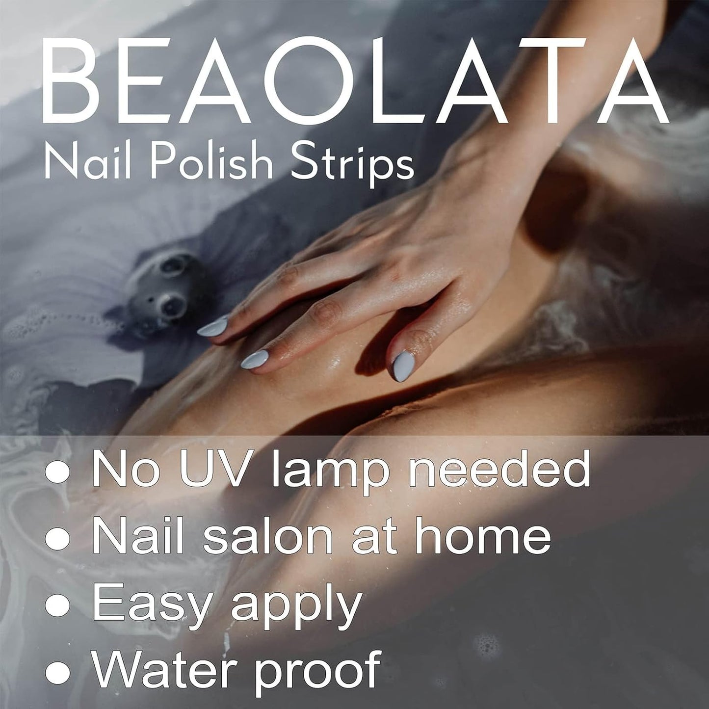 Nail Polish Strips, 32PCS Salon Quality Wraps, Long Lasting Gel Nail Stickers for Women Easy Apply& Remove (Dark Purple&Glitter)