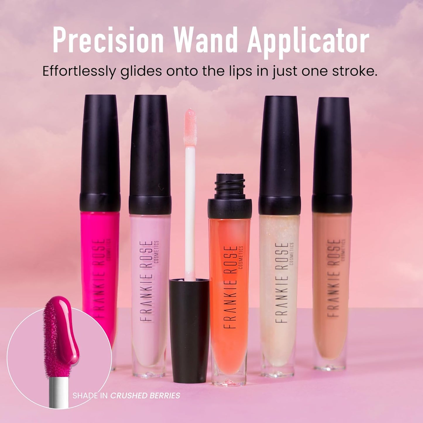 Frankie Rose Cosmetics Lip Gloss | Non-Sticky Formula, Long Lasting Lip Gloss, Bold Pigment & Hydrating Lip Gloss, Pressed Flower Glossy Lip Gloss, 20g