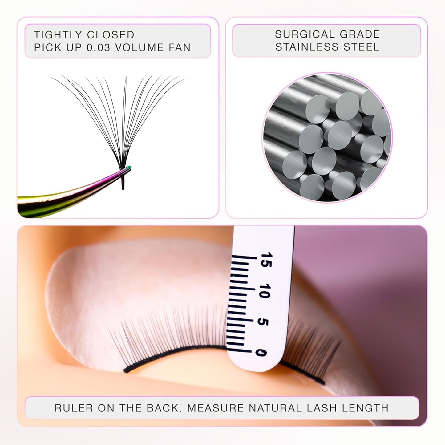 Curacoro Lash Tweezer - Professional & Precision Fiber Tip Grip Lash Tweezers for Eyelash Extensions, Multi Shapes & Purposes Tweezers for Volume, Isolation & Classic Lashes (Silver, Pinch'em)