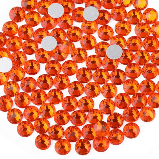 Beadsland 2880pcs Flat Back Crystal Rhinestones Round Gems for Nail Art and Craft Glue Fix, Orange,SS4,1.5-1.7mm