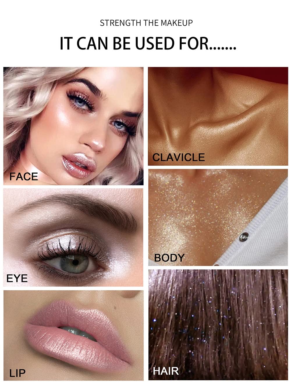 Glitter Powder Highlighter Makeup,Body Brightens the Natural Three-dimensional Face Powder Blusher .(03# Golden browm)
