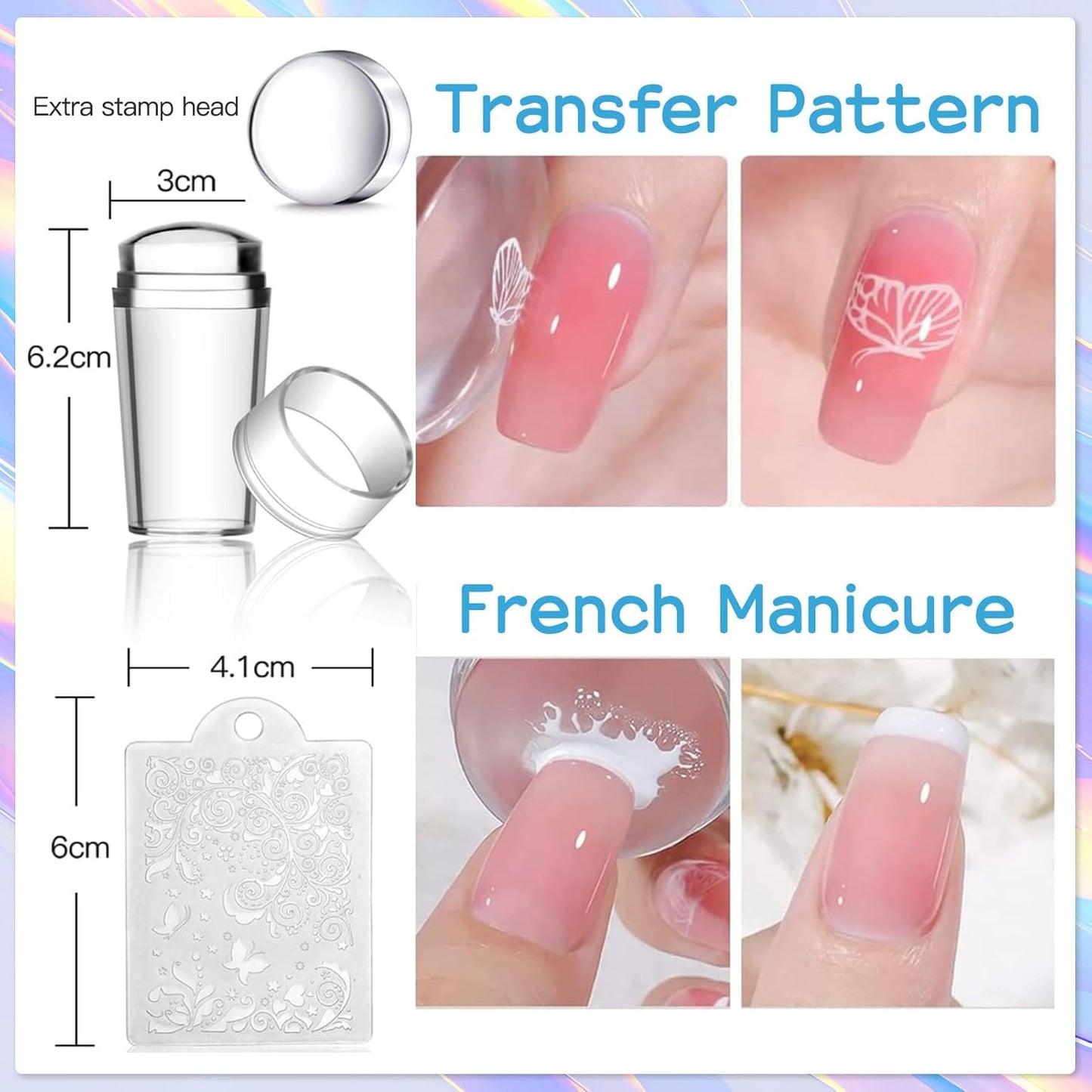 Biutee Nail Stamping Plate 20Pcs Nail Stamper Kit 16Pcs Nail Art Stamping Plates with Silicone Stamper, Scraper & Storage Bag, Stamp Plates Star Plaid Love Leaf Template Halloween Design Gift