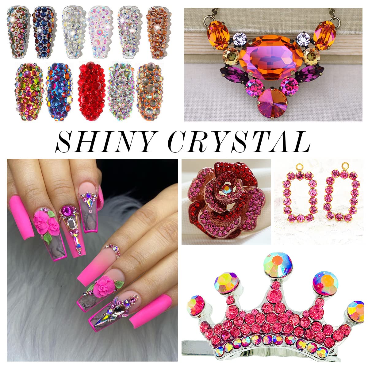 1440Pcs Rose Crystal Rhinestones,Glass Flatback Rhinestones Gemstones Mini for Nail Face Makeup Art Crafts Clothes Decoration -(SS10,2.8mm,Rose)