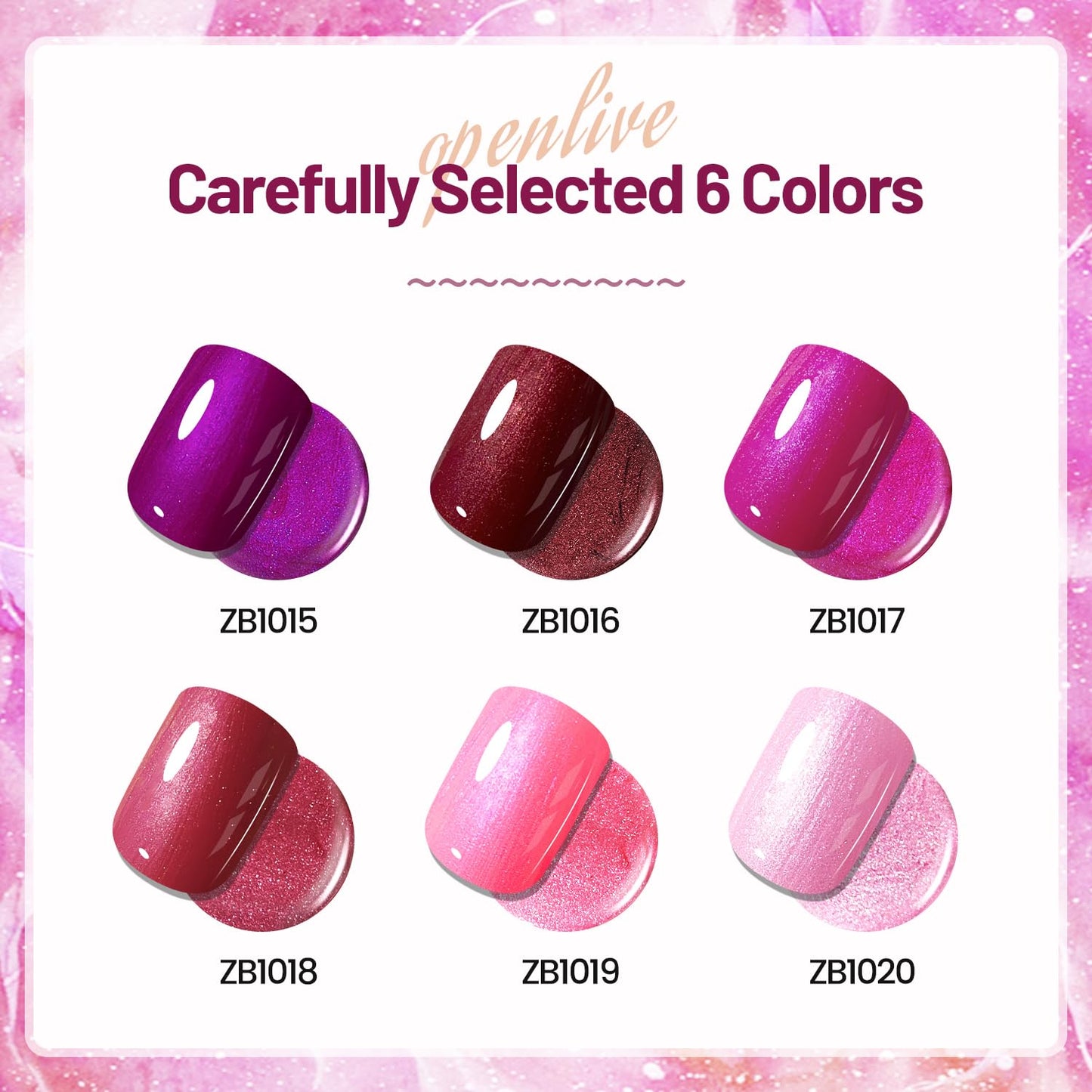 10ml 6 Colors Red Glitter Nail Polish Set Glitter Rose Red Pink Deep Purple Series Nail Polish Gifts for Women