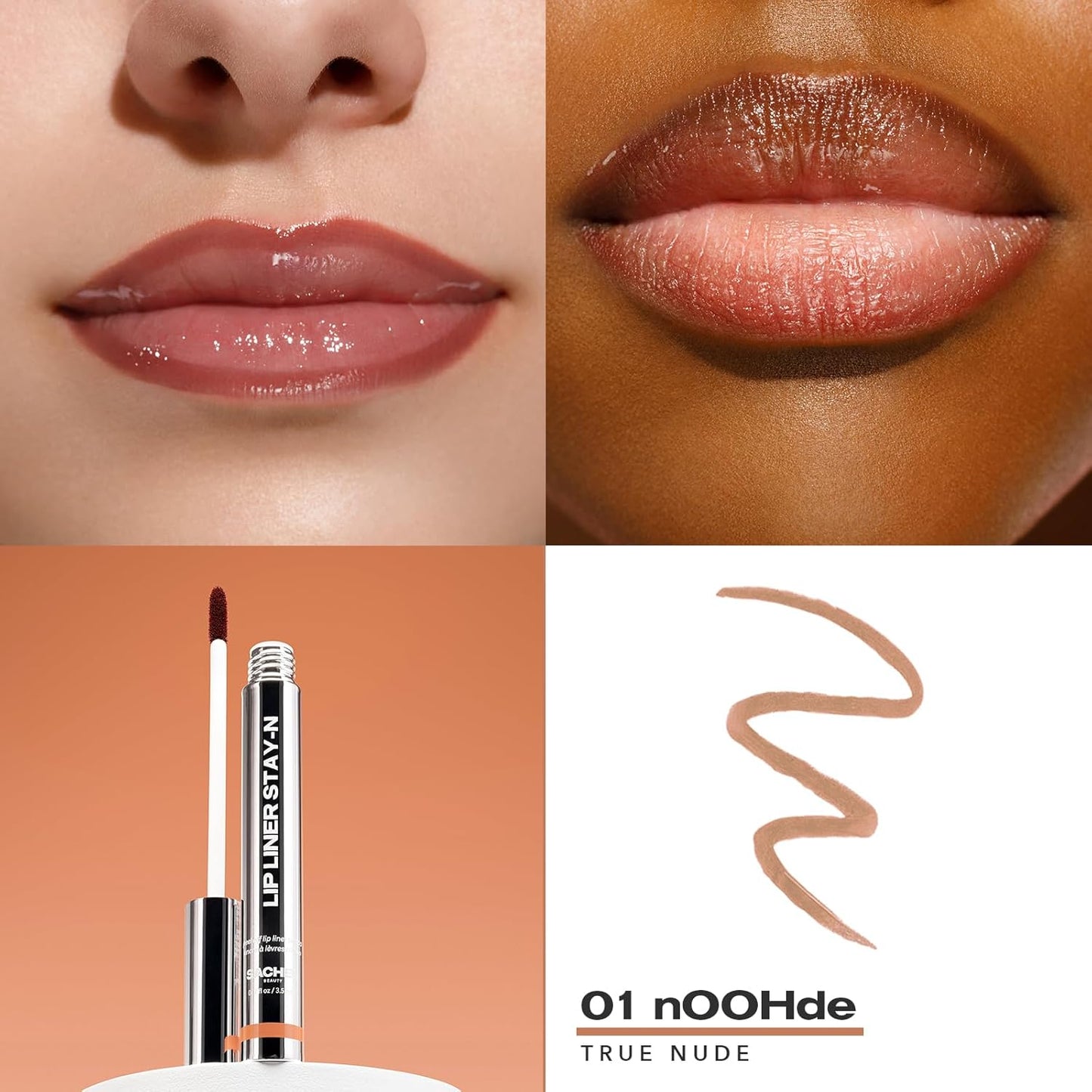 Sacheu Lip Liner Stay-N Peel Off Lip Stain — Long Lasting Matte Lip Tattoo Transfer Proof Lipstain Infused with Hyaluronic Acid & Vitamin E for All Skin Types — Vegan & Cruelty-Free, nOOHde