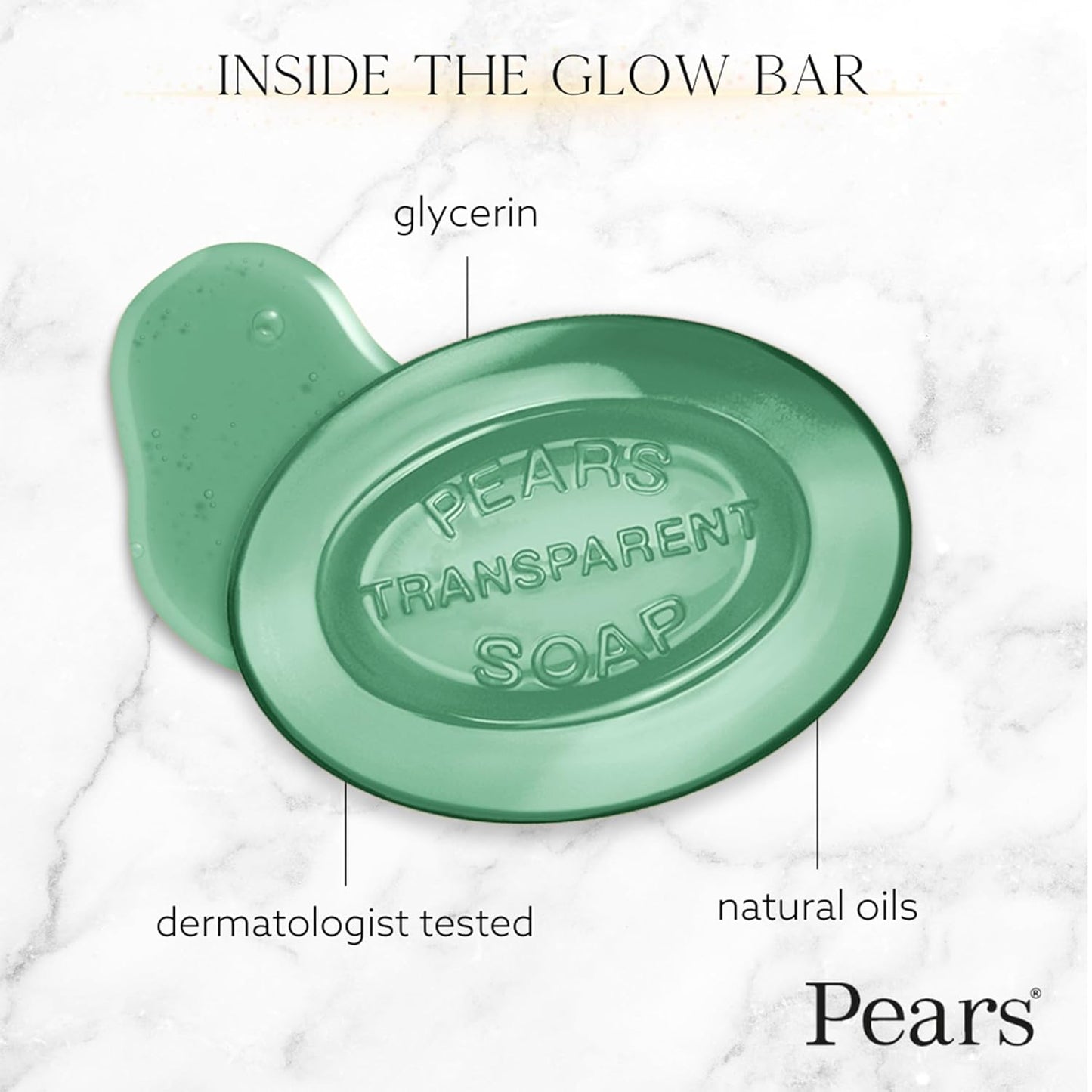 Pears Soap, Pure & Gentle with Lemon Flower Extracts, 3-Pack – Transparent Green Glycerin Soap for Radiant, Glowing Skin, 4.4 Oz Ea