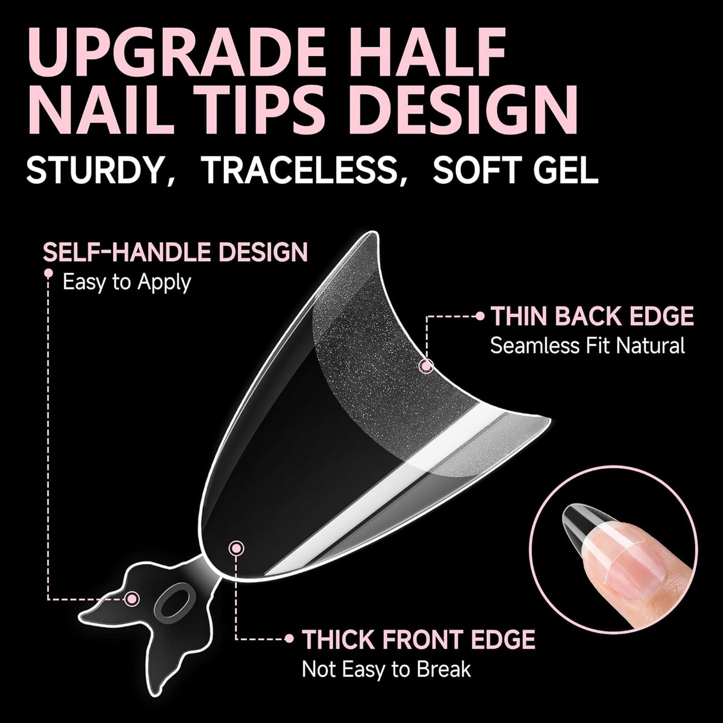 UNA GELLA Gel Nail Tips Almond Shape: 504pcs Medium Almond Nail Tips Half Cover Upgrade Soft Gel Matte Design for DIY Press On Nails Acrylic False Nails Tips 12 Sizes