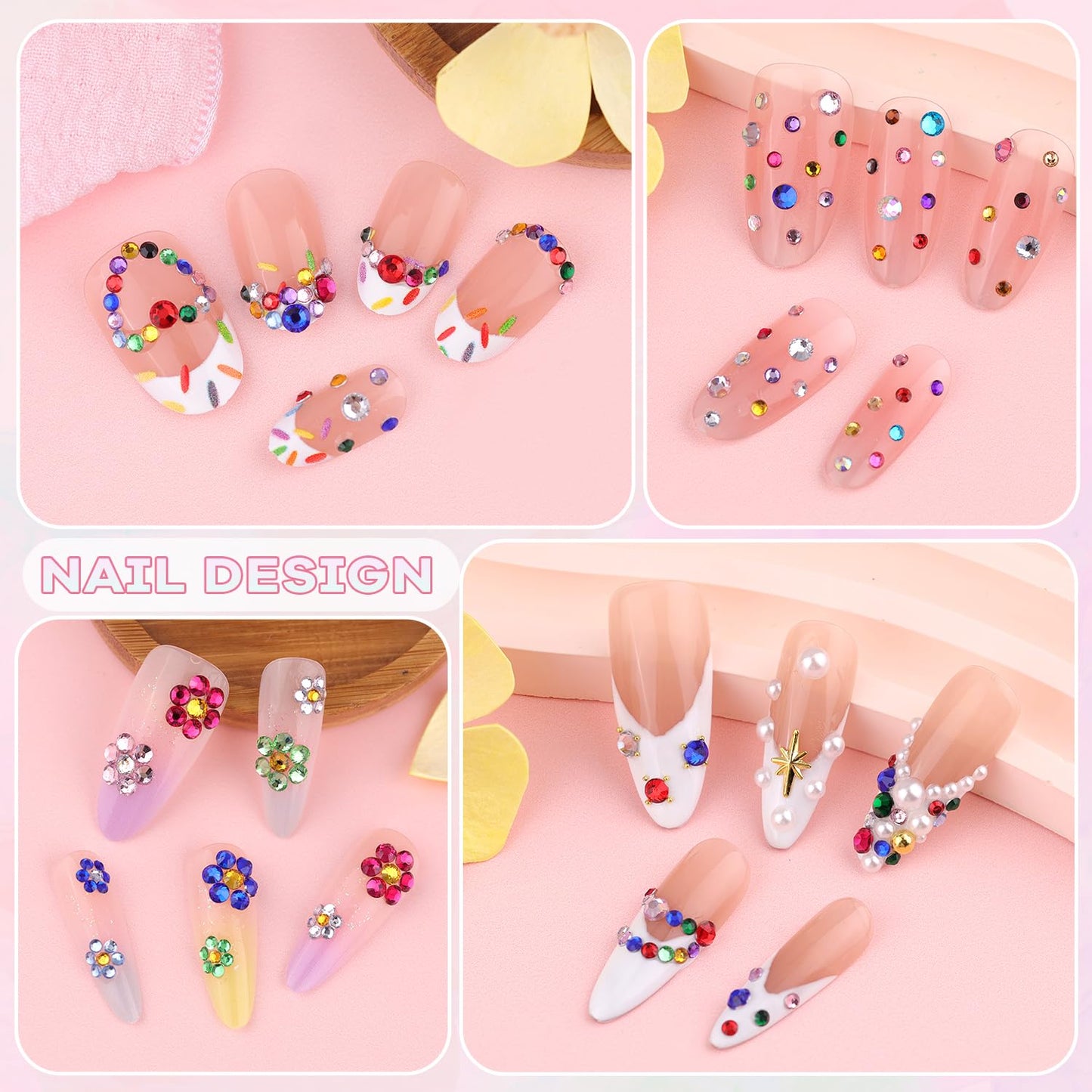 10000Pcs Small Resin Rhinestones for Nail Art, Colorful 2/3MM Flatback Bedazzling Gems, Nail Rhinestones and Gems Crystals Charms for Acrylic Tips Manicure Decor