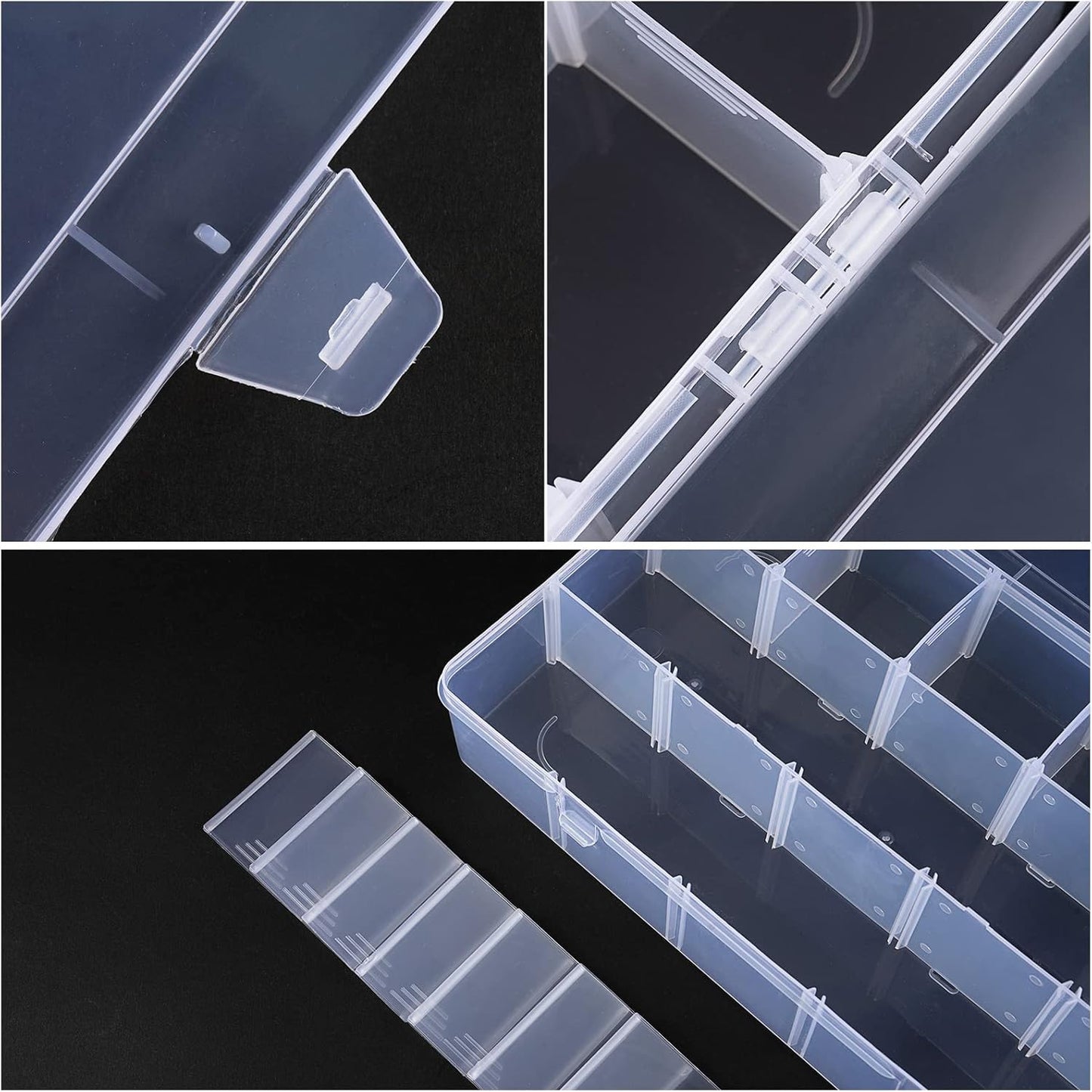 15 Grids Clear Plastic Storage Box with Compartment, Craft Organizers and Storage, Transparent Jewelry Storage Box, Small Parts Organizer for Sewing Bead Washi Tape Thread