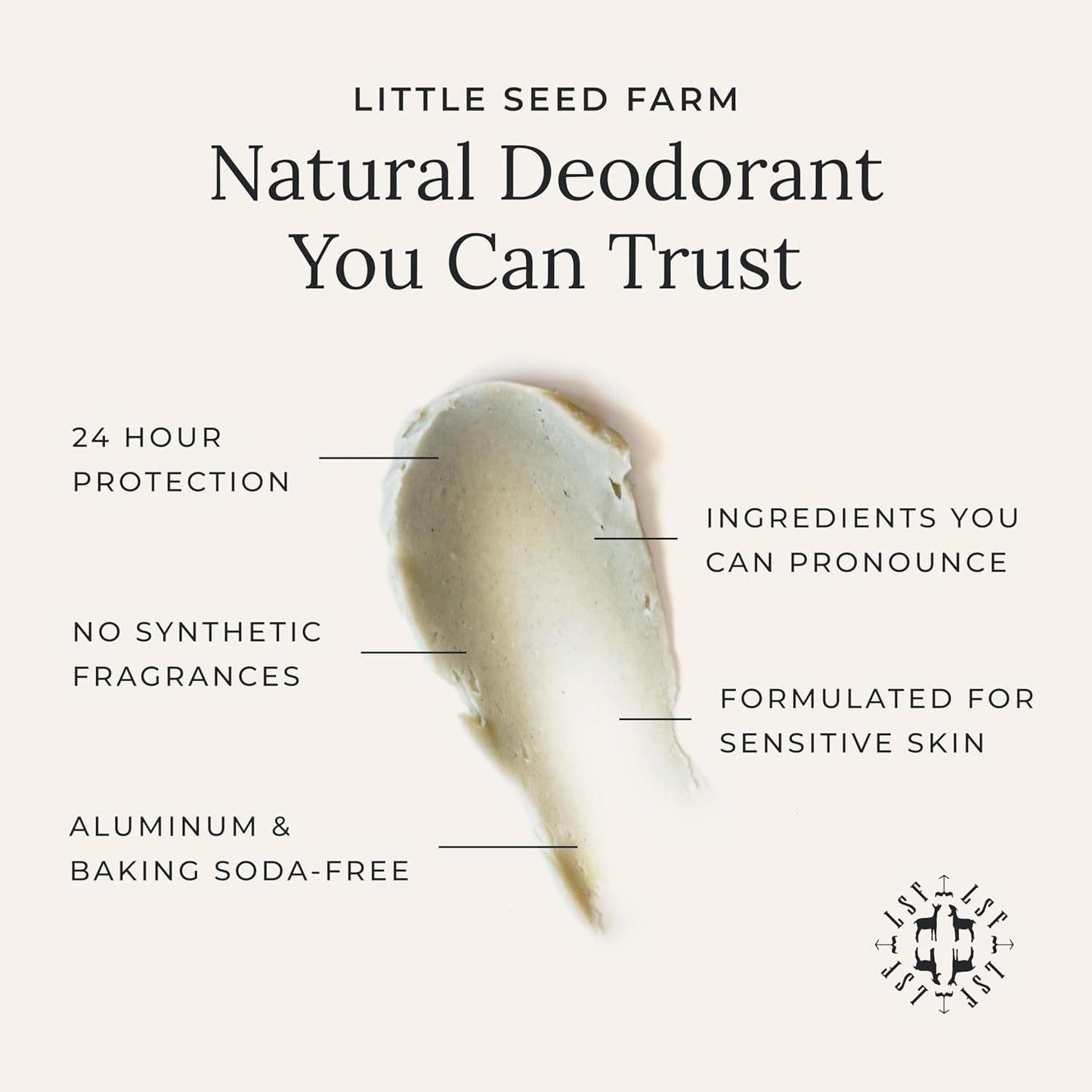 Little Seed Farm All Natural Deodorant Cream, Aluminum Free Deodorant for Women or Men - Blue Tansy Rose, Net Wt. 2.4oz | 68g