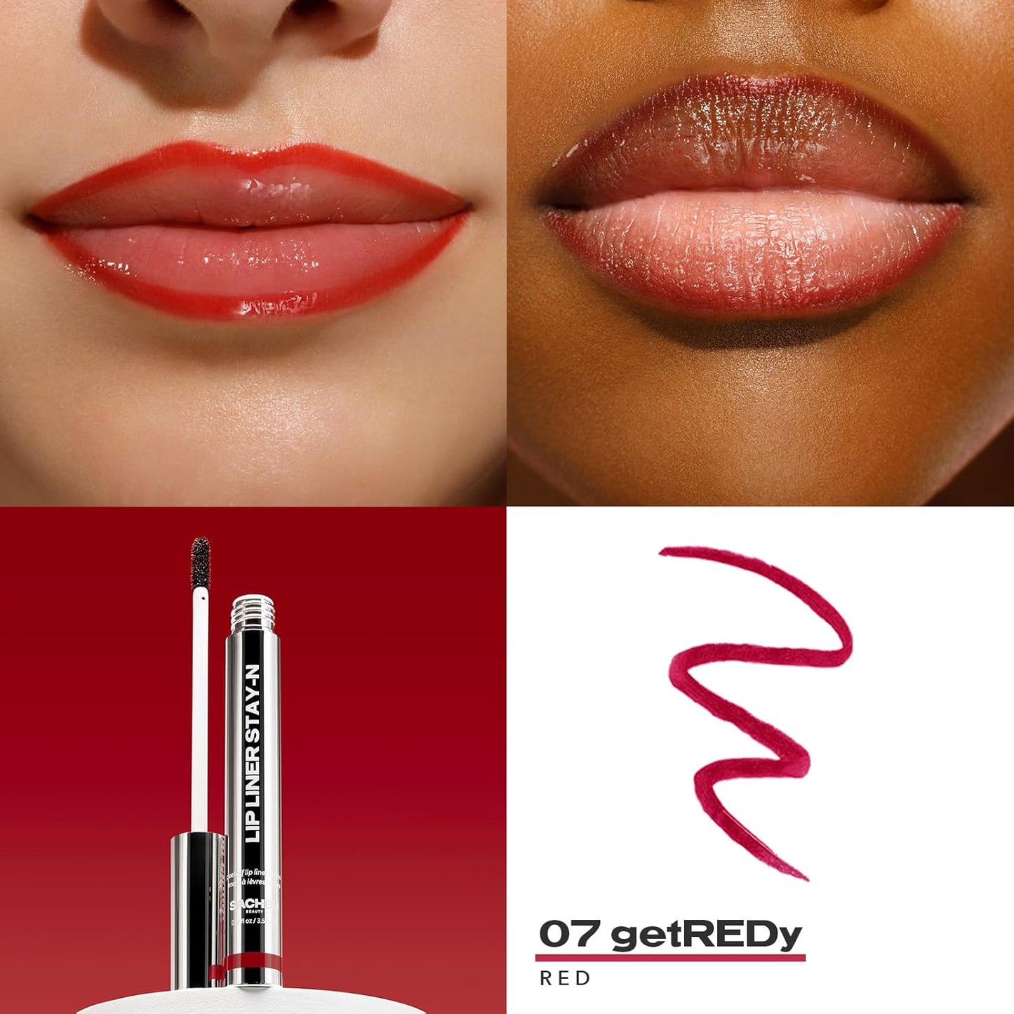 Sacheu Lip Liner Stay-N Peel Off Lip Stain — Long Lasting Matte Lip Tattoo Transfer Proof Lipstain Infused with Hyaluronic Acid & Vitamin E for All Skin Types — Vegan & Cruelty-Free, getREDy