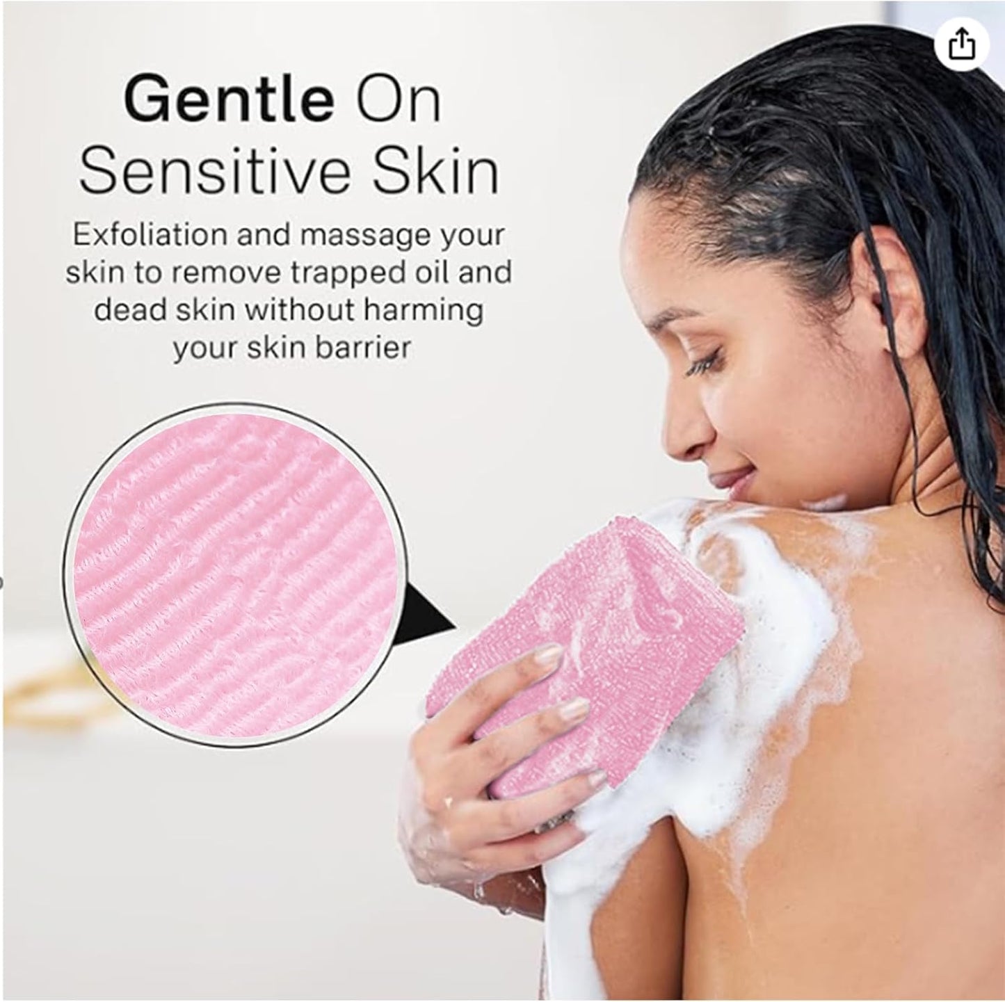 Yiclick Exfoliating Body Scrubber, Back Scrubber for Shower Bath, Japanese Scrub Wash Cloth, Exfoliating Washcloth Towel for Men Women, Body Exfoliator Loofah Luffa Sponge Net Rag Back Washer (Pink)